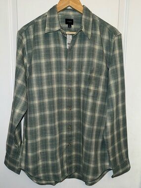 J. Crew NWT Heritage Waffle-Lined Flannel Shirt Jacket in Sage Green Plaid
